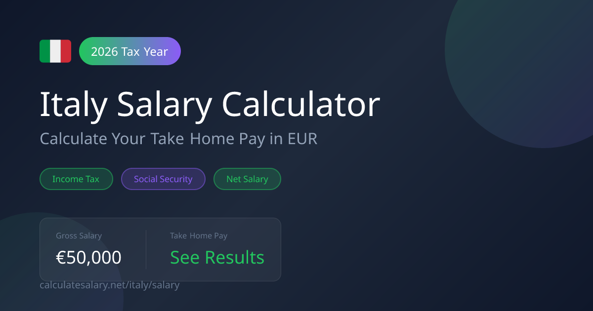 Italy Salary Calculator 2026 - Take Home Pay | CalculateSalary.net